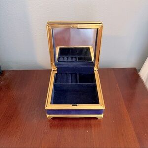 Vintage Blue velvet jewelry box